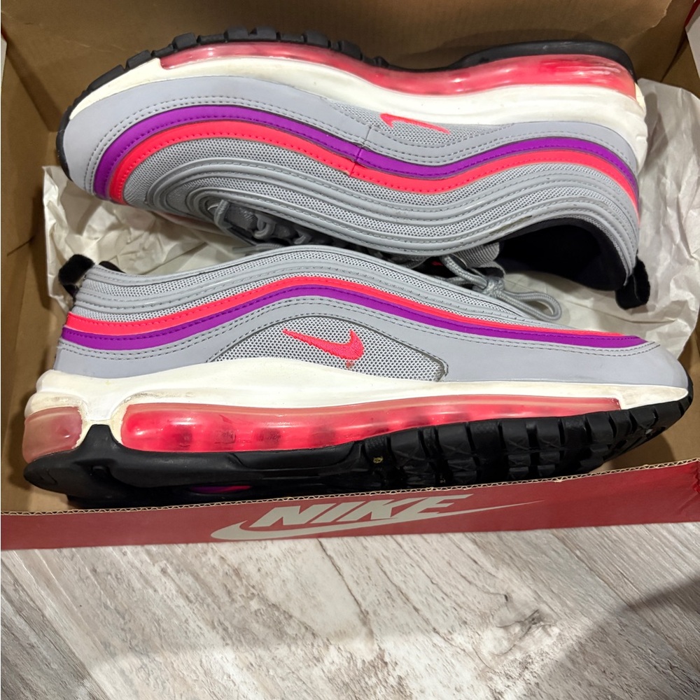 Nike Women's Gray and Purple Sneakers with Pink Accents